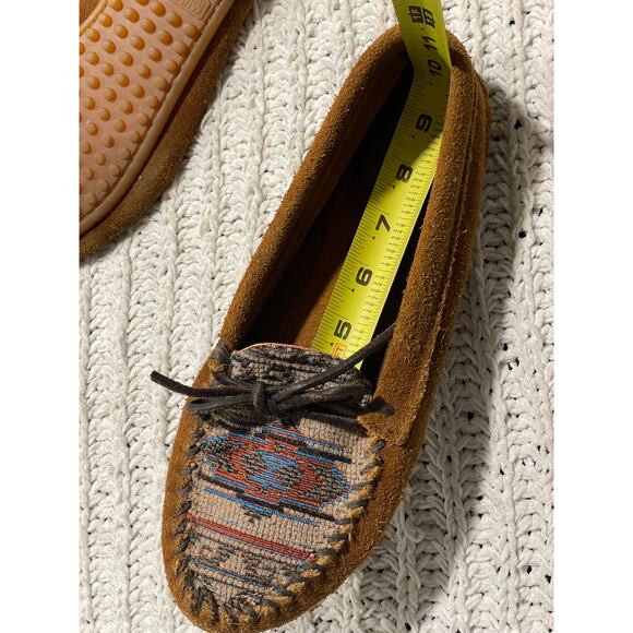 Minnetonka Moccasins El Paso Moc II Suede Flats Slip On Aztec Womens 9.5 Brown - Picture 4 of 12